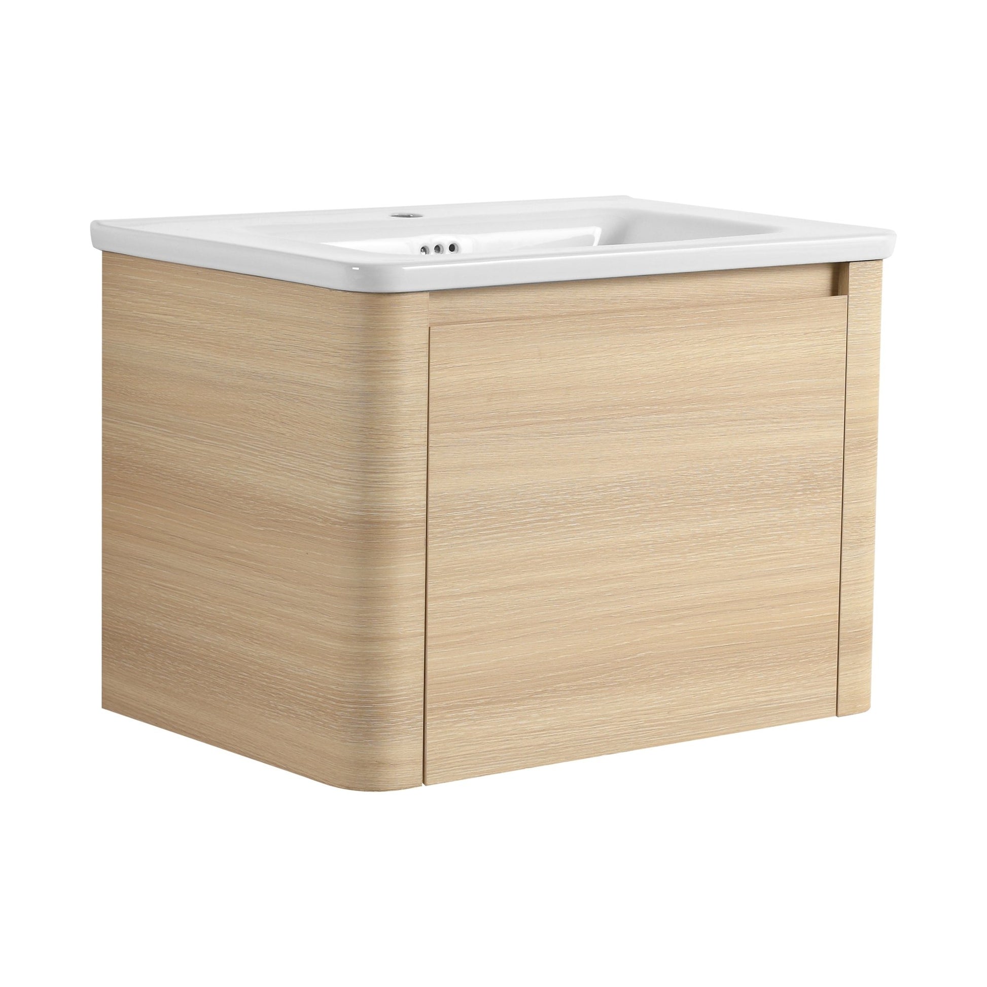 28'' Wall - Mounted Bathroom Vanity with White Ceramic Sink & 1 - Soft - Close Door, KD - Packing, Plywood, American White Oak - 1st Choice Furniture Direct