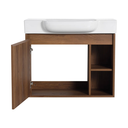 28'' Wall - Mounted Bathroom Vanity with White Ceramic Sink & Soft - Close Door, KD - Packing - 1st Choice Furniture Direct