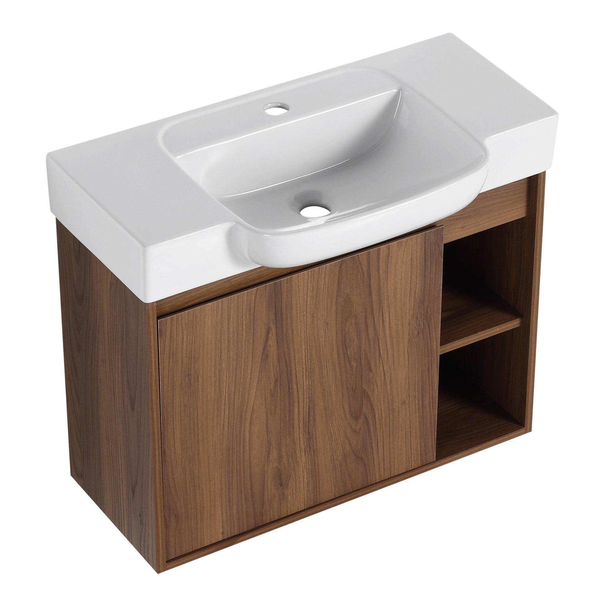 28'' Wall - Mounted Bathroom Vanity with White Ceramic Sink & Soft - Close Door, KD - Packing - 1st Choice Furniture Direct
