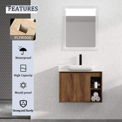28'' Wall - Mounted Bathroom Vanity with White Ceramic Sink & Soft - Close Door, KD - Packing - 1st Choice Furniture Direct