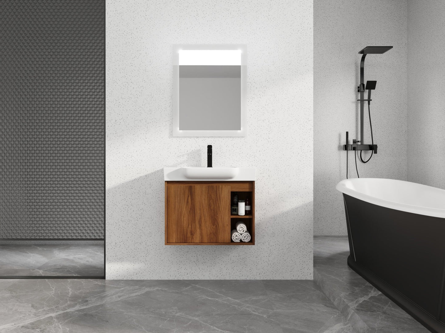 28'' Wall - Mounted Bathroom Vanity with White Ceramic Sink & Soft - Close Door, KD - Packing - 1st Choice Furniture Direct