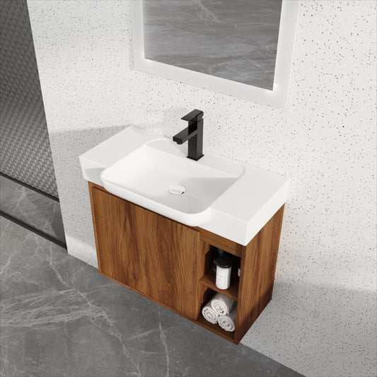 28'' Wall - Mounted Bathroom Vanity with White Ceramic Sink & Soft - Close Door, KD - Packing - 1st Choice Furniture Direct
