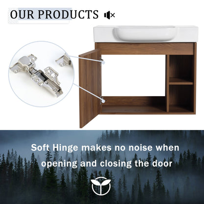 28'' Wall - Mounted Bathroom Vanity with White Ceramic Sink & Soft - Close Door, KD - Packing - 1st Choice Furniture Direct