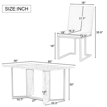 1st Choice 7-Piece Dining Table Set Artificial Marble Sticker Tabletop