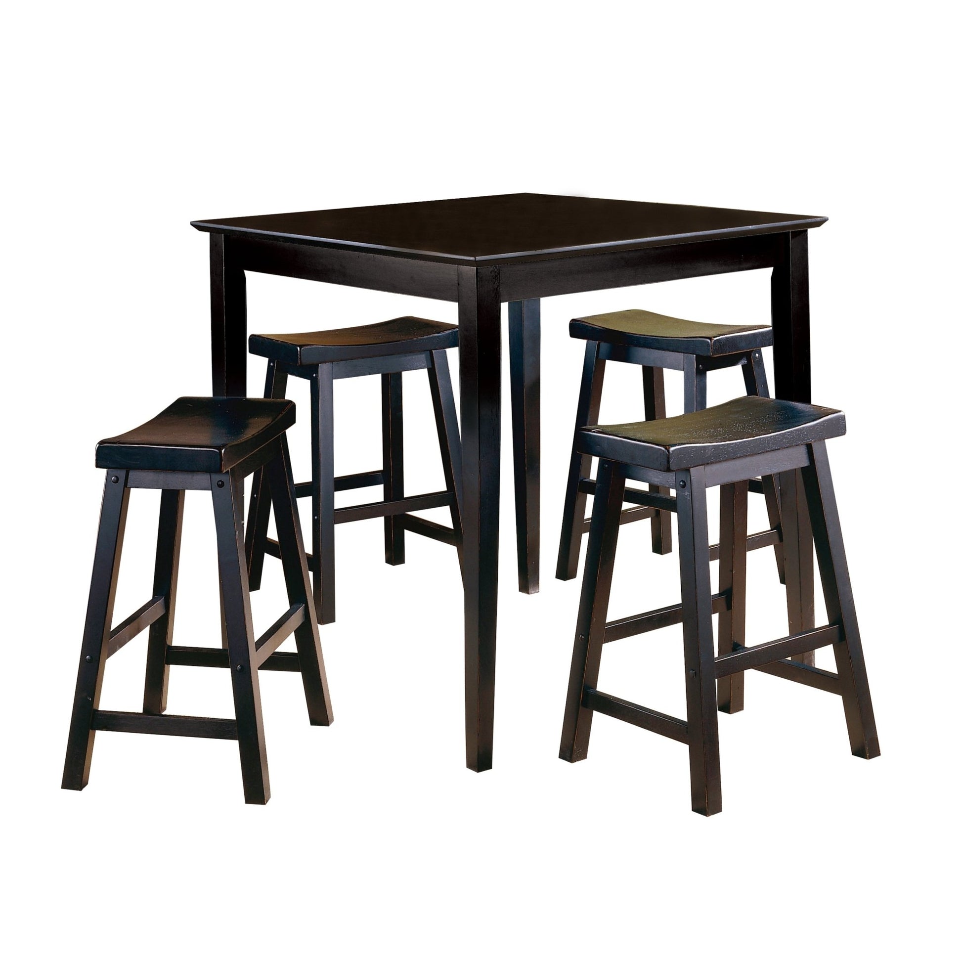 29” Bar Height Saddle Seat Stools Set of 2 | Solid Wood Black Bar Stools - 1st Choice Furniture Direct