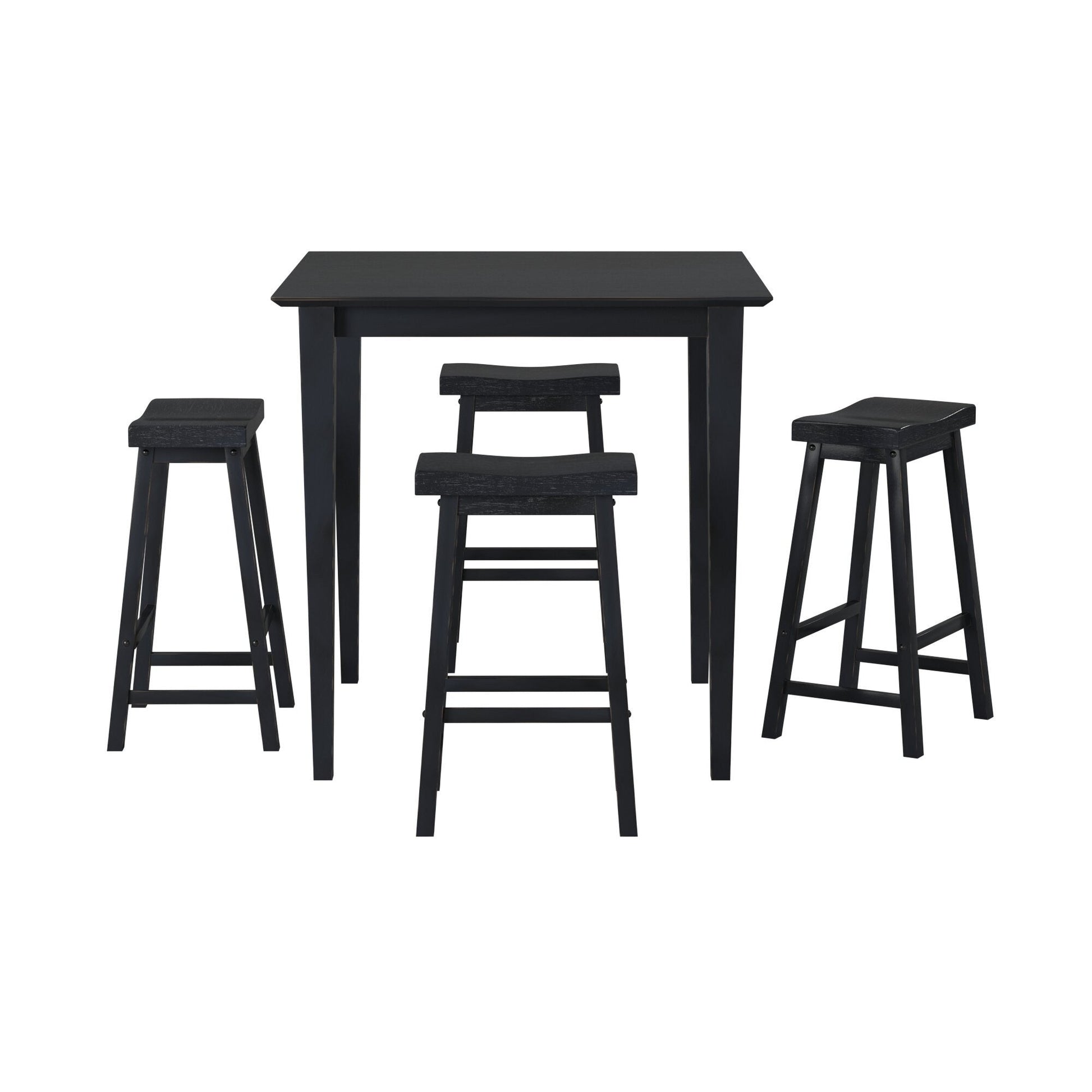 29” Bar Height Saddle Seat Stools Set of 2 | Solid Wood Black Bar Stools - 1st Choice Furniture Direct