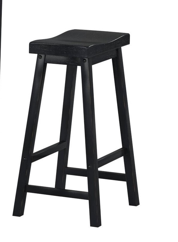 29” Bar Height Saddle Seat Stools Set of 2 | Solid Wood Black Bar Stools - 1st Choice Furniture Direct