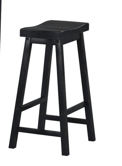 29” Bar Height Saddle Seat Stools Set of 2 | Solid Wood Black Bar Stools - 1st Choice Furniture Direct