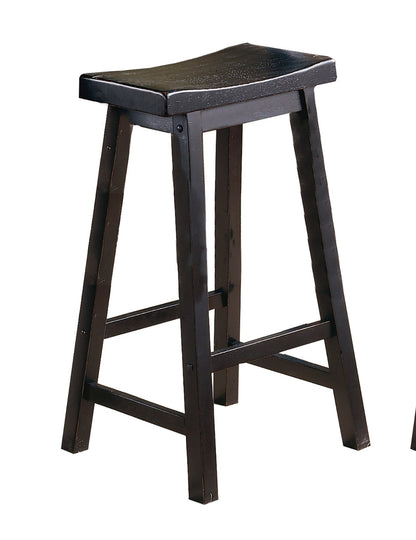 29” Bar Height Saddle Seat Stools Set of 2 | Solid Wood Black Bar Stools - 1st Choice Furniture Direct
