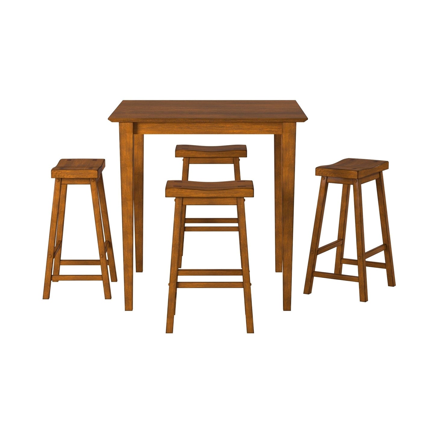 29” Bar Height Saddle Seat Stools Set of 2 | Solid Wood Oak Finish Bar Stools - 1st Choice Furniture Direct