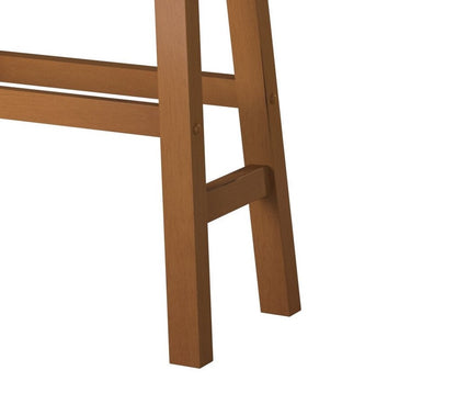 29” Bar Height Saddle Seat Stools Set of 2 | Solid Wood Oak Finish Bar Stools - 1st Choice Furniture Direct