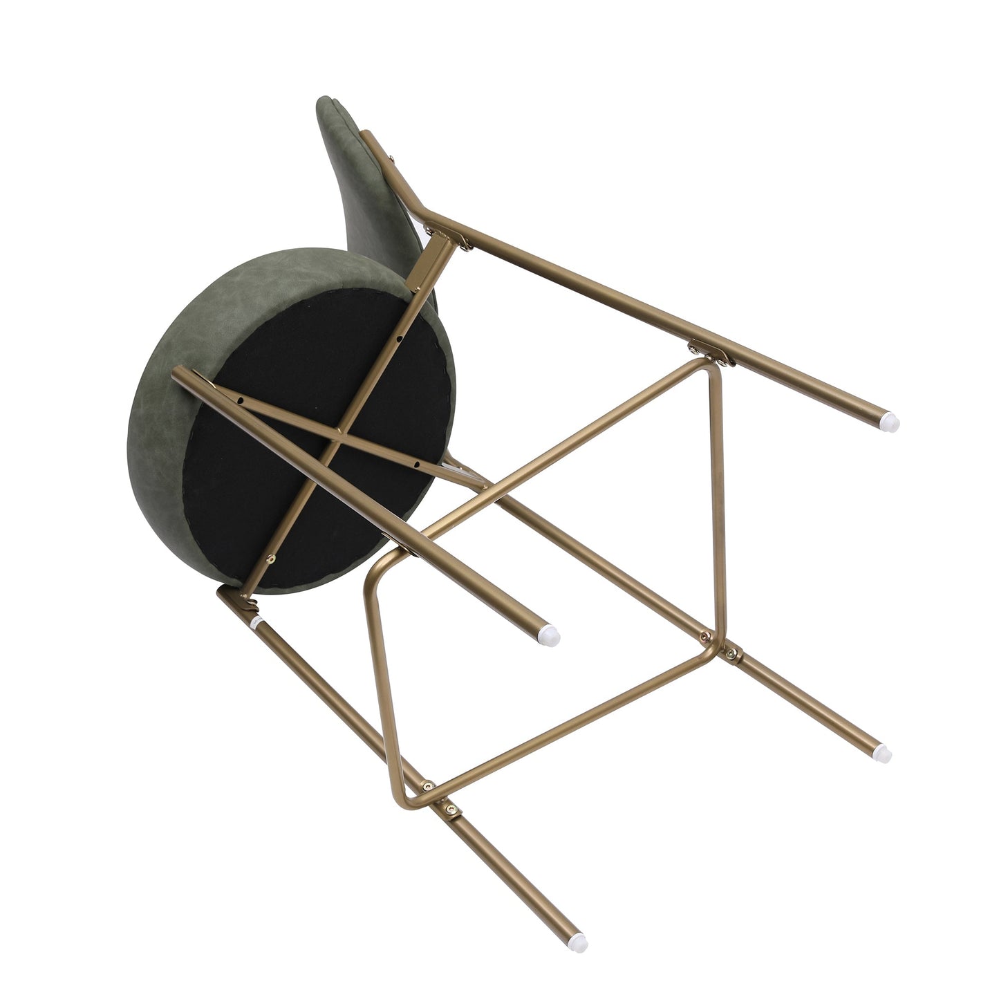 29'' H Seat Height Upholstered Bar Stools Set of 2 Faux Leather Counter Dining Stool with Golden Legs Modern Round Kitchen Chairs (Green) - 1st Choice Furniture Direct