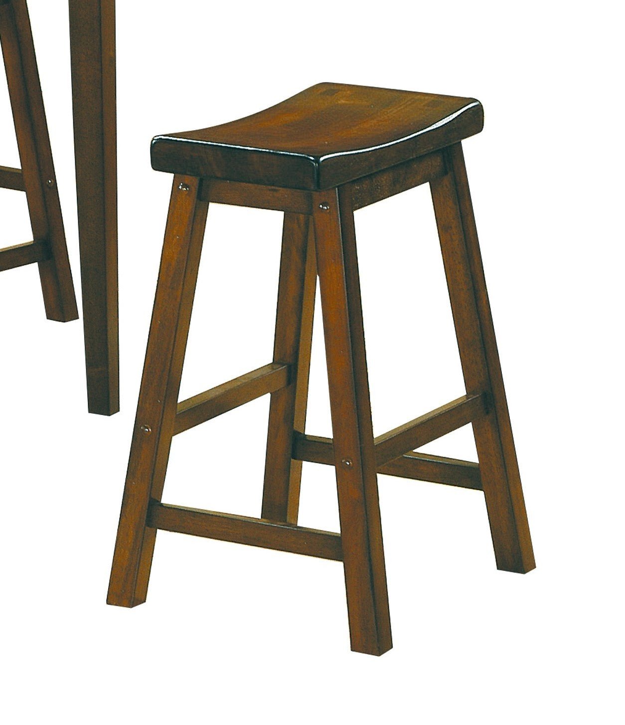 29 - inch Bar Height Stools 2pc Set Saddle Seat Solid Wood Cherry Finish Casual Dining Furniture - 1st Choice Furniture Direct