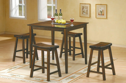 29 - inch Bar Height Stools 2pc Set Saddle Seat Solid Wood Cherry Finish Casual Dining Furniture - 1st Choice Furniture Direct