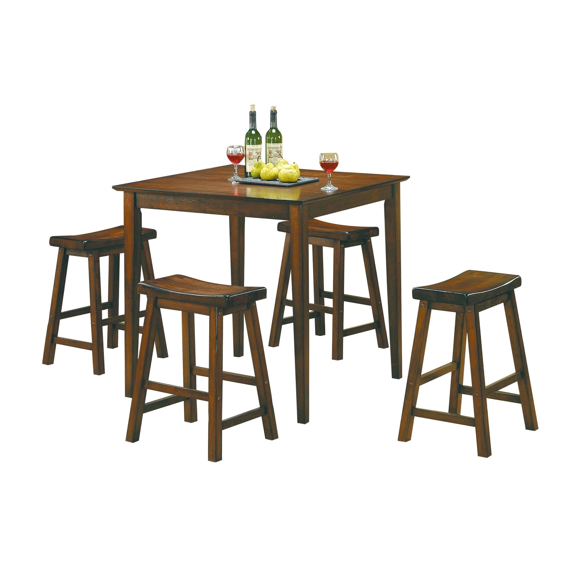 29 - inch Bar Height Stools 2pc Set Saddle Seat Solid Wood Cherry Finish Casual Dining Furniture - 1st Choice Furniture Direct