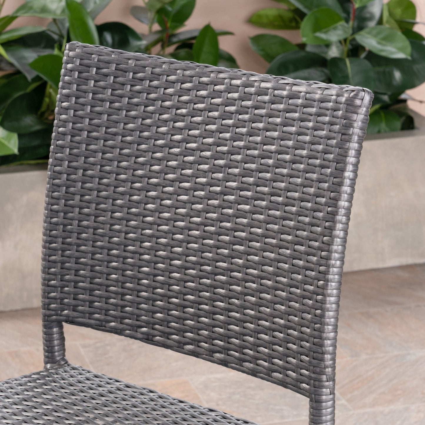 29' Outdoors PE Rattan Armless Barstools, Set of 2, Grey - 1st Choice Furniture Direct
