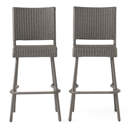 29' Outdoors PE Rattan Armless Barstools, Set of 2, Grey - 1st Choice Furniture Direct