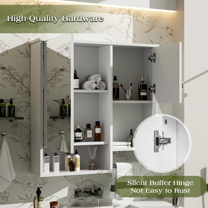 29” Wall Mounted Bathroom Medicine Cabinet with Mirror | White Storage Cabinet with Adjustable Shelves & Towel Bar - 1st Choice Furniture Direct