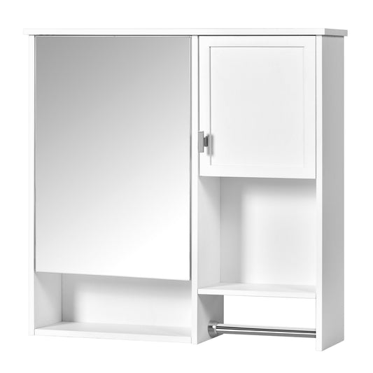 29” Wall Mounted Bathroom Medicine Cabinet with Mirror | White Storage Cabinet with Adjustable Shelves & Towel Bar - 1st Choice Furniture Direct