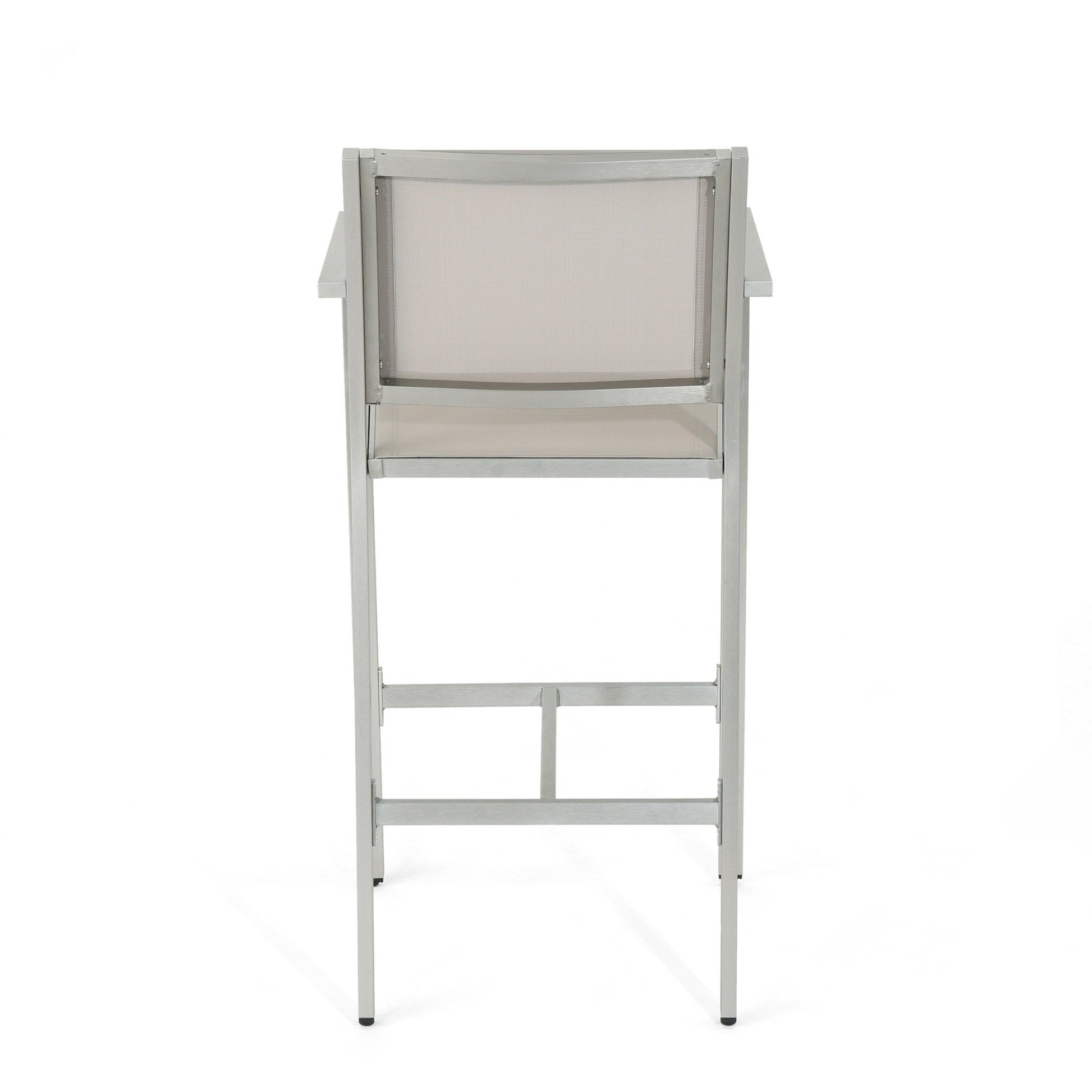 29.5' Outdoor Rust - Proof Aluminum Barstools with Grey Mesh Backrest and Seat, Set of 2 - 1st Choice Furniture Direct