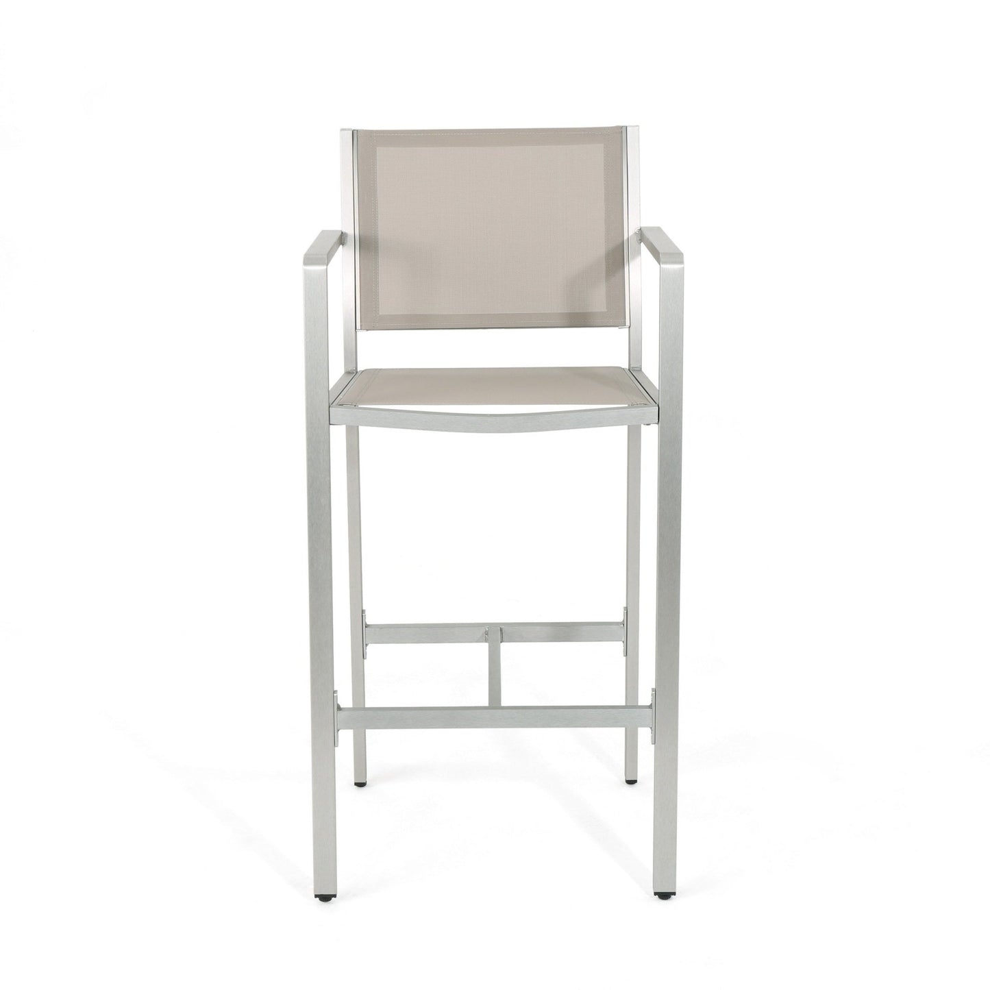 29.5' Outdoor Rust - Proof Aluminum Barstools with Grey Mesh Backrest and Seat, Set of 2 - 1st Choice Furniture Direct