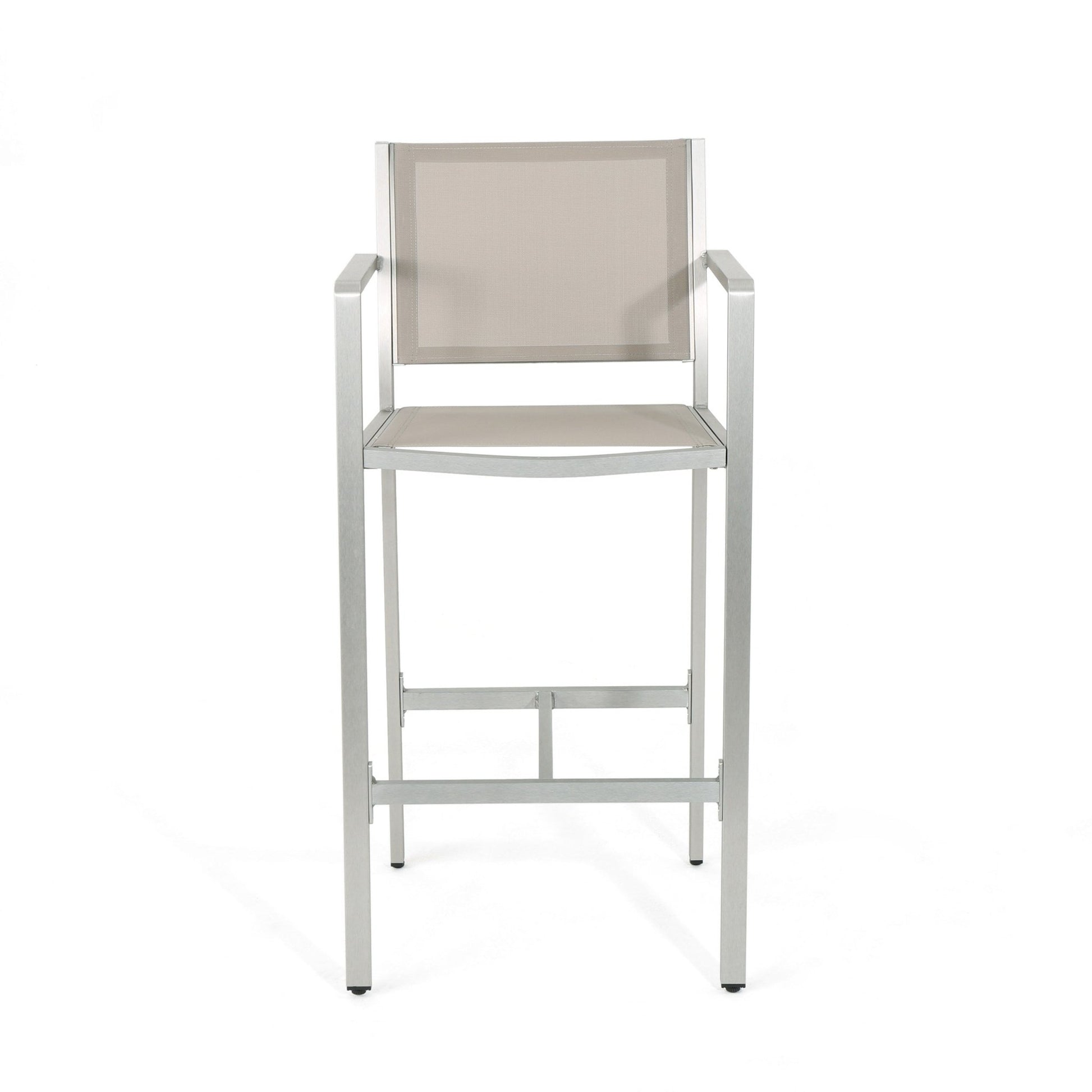 29.5' Outdoor Rust - Proof Aluminum Barstools with Grey Mesh Backrest and Seat, Set of 2 - 1st Choice Furniture Direct