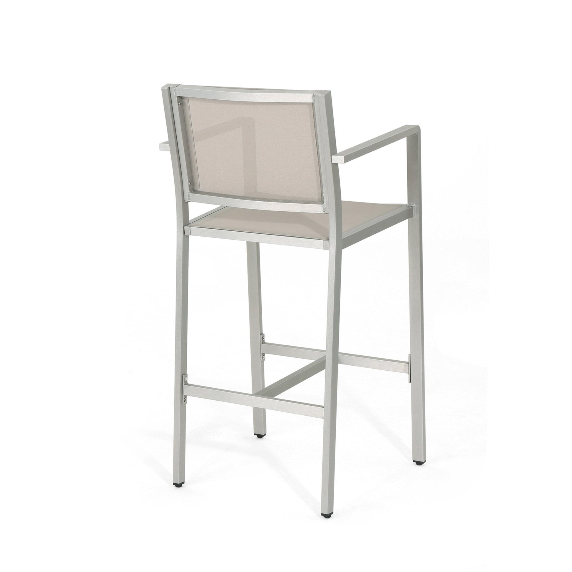 29.5' Outdoor Rust - Proof Aluminum Barstools with Grey Mesh Backrest and Seat, Set of 2 - 1st Choice Furniture Direct