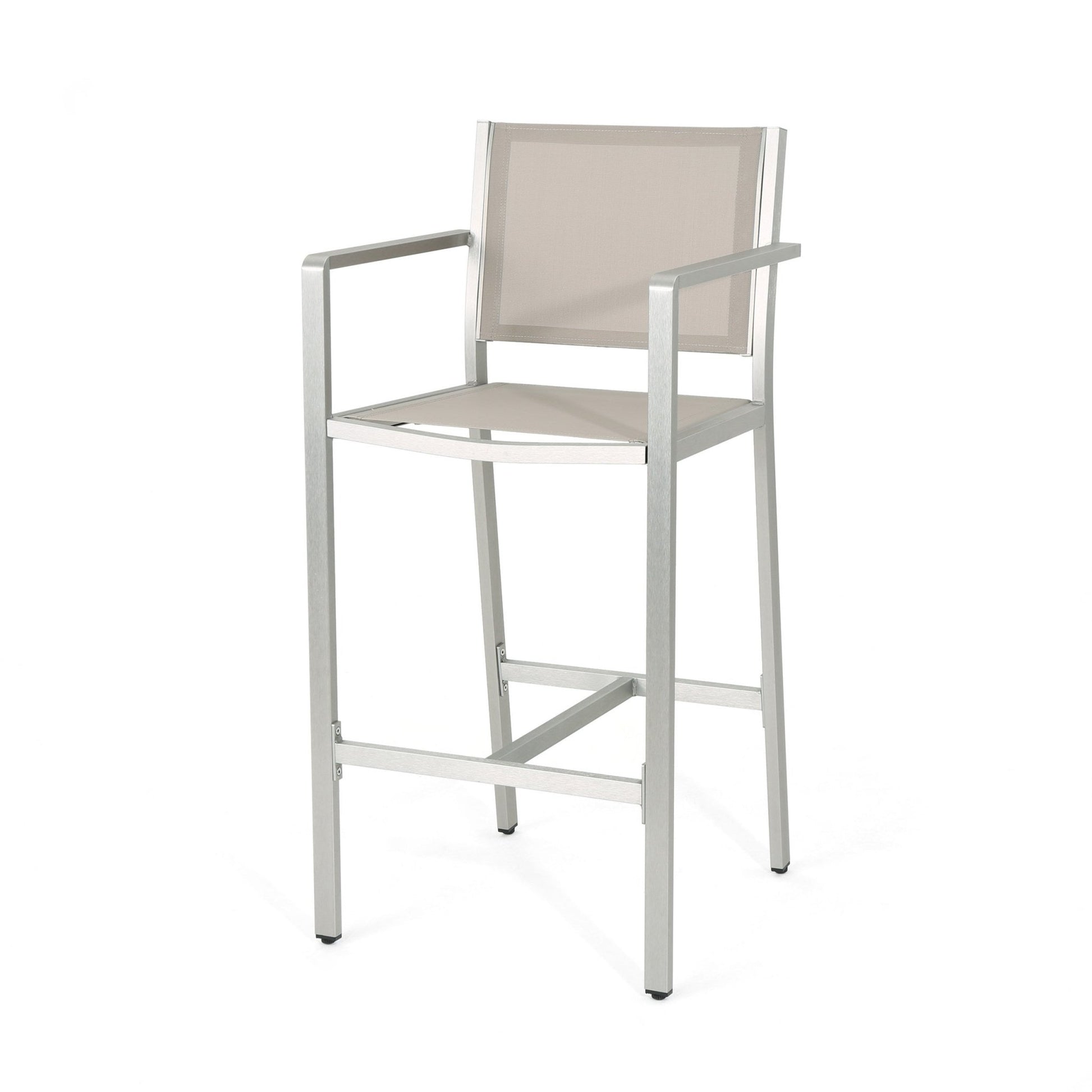 29.5' Outdoor Rust - Proof Aluminum Barstools with Grey Mesh Backrest and Seat, Set of 2 - 1st Choice Furniture Direct