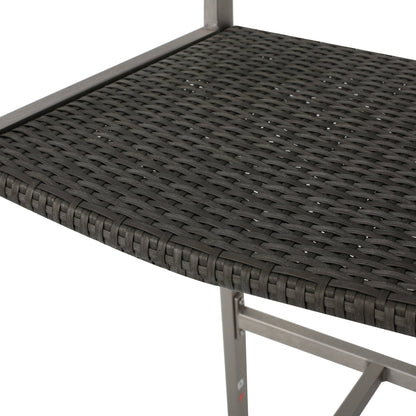29.50' Outdoor Rust - Proof Aluminum Barstools with PE Rattan Seat and Backrest, Silver & Grey - 1st Choice Furniture Direct