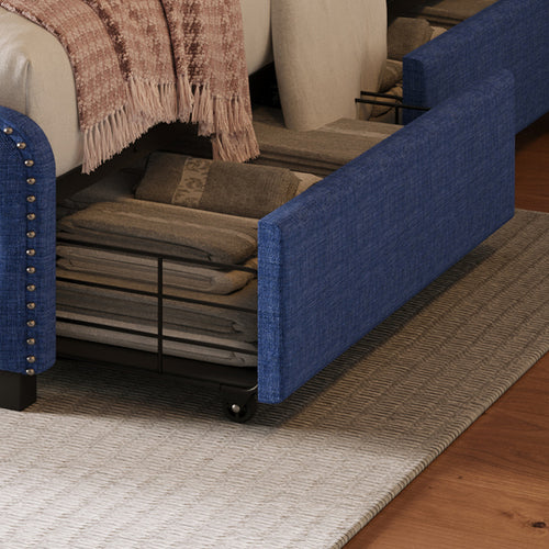 1st Choice Modern Upholstered Platform Bed Frame with Four Drawers