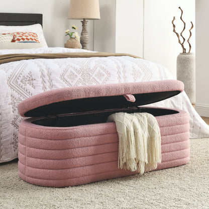 1st Choice Modern Storage Ottoman Bench Upholstered Fabric in Pink