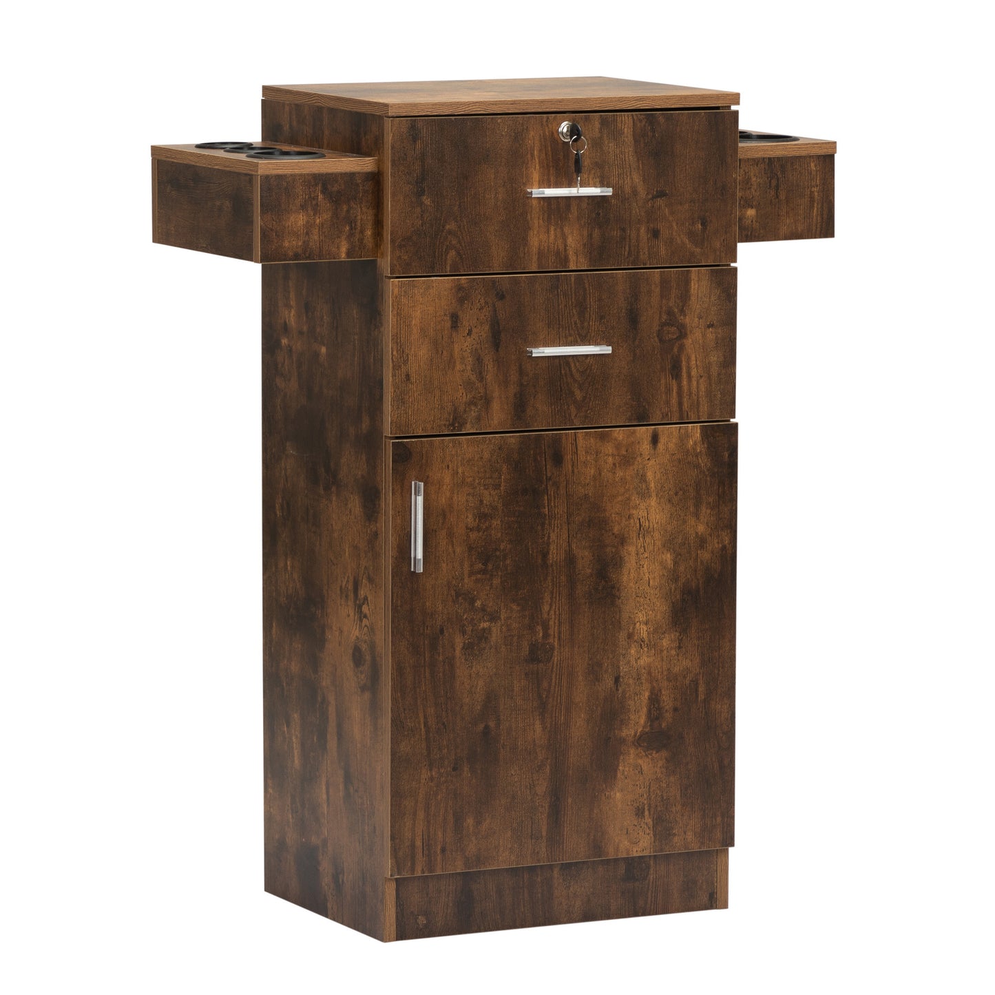 1st Choice Rustic Brown Barber Station with Small Cabinet