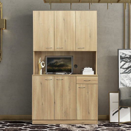 70.87' Tall Wardrobe& Kitchen Cabinet, with 6-Doors, 1-Open Shelves and 1-Drawer for bedroom,Rustic Oak