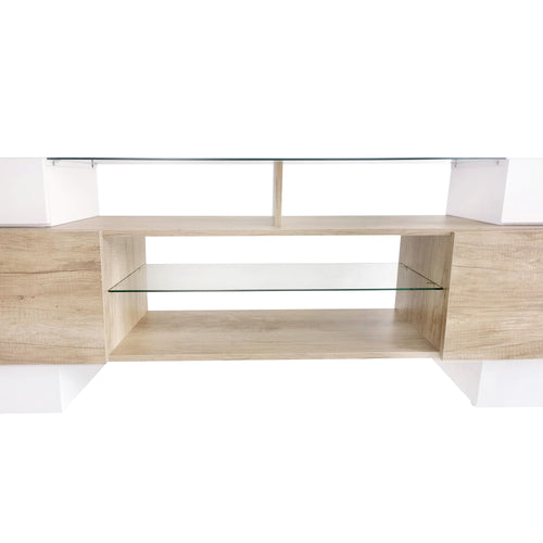 1st Choice Unique Shape TV Stand with 2 Illuminated Glass Shelves