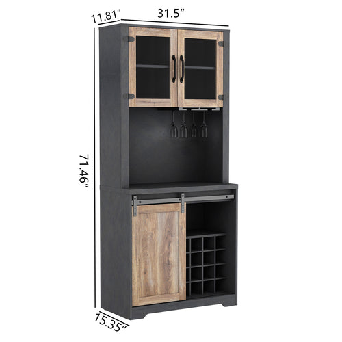 1st Choice Modern Living Room 31" Farmhouse Barn Door Bar Cabinet