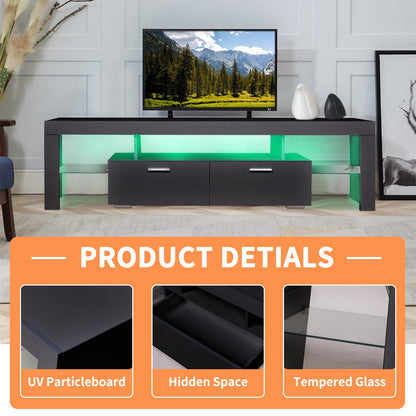 1st Choice Modern LED Black TV stand with storage Entertainment Center