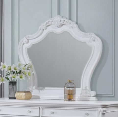 White Framed Dresser Mirror for Bedroom