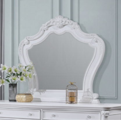 White Framed Dresser Mirror for Bedroom
