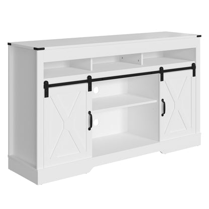 1st Choice 58" Farmhouse Double-Door Three-Layer TV Cabinet in White