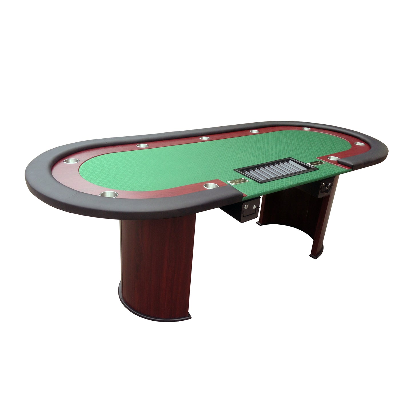 96' Luna Ultra Poker Table with Speed Cloth Racetrack Chip Tray Double DropBox Wooden Legs Green