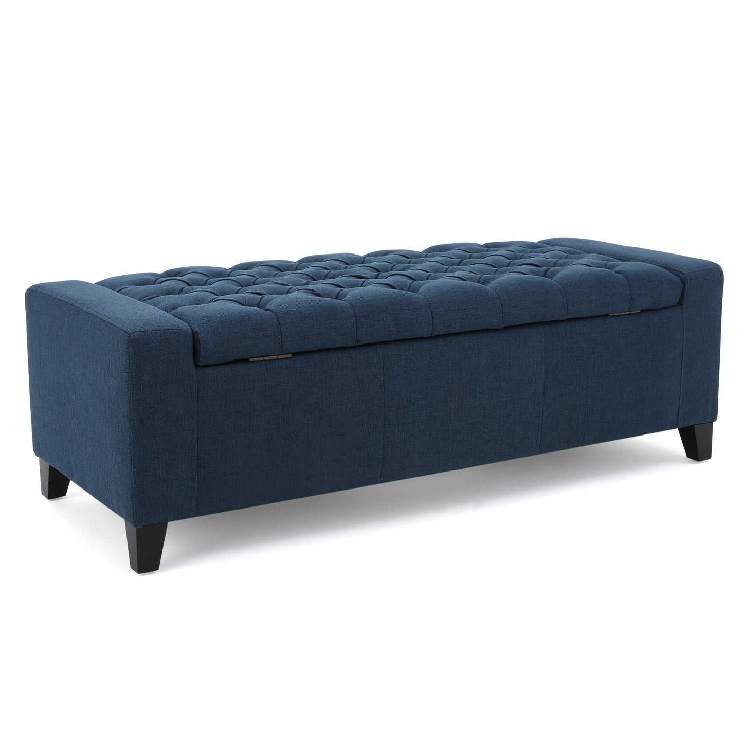 1st Choice Modern Durable Fabric Navy Blue Storage Tufted Top Ottoman