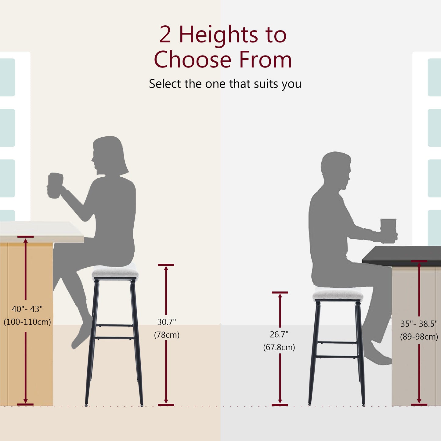 1st Choice Counter Height Dining Room Kitchen Bar Stool - Set of 2