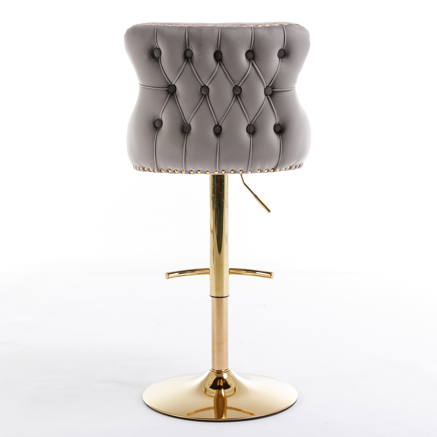 Seat Wide19.3 inches,Golden Swivel Velvet Barstools Adjusatble Seat Height from 25~33 Inch, Wing-Back Upholstered Bar Stools with Backs Comfortable Tufted for Kitchen Island or Bar,Gray,Set of 2