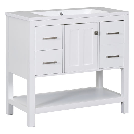 1st Choice 36" White Modern Bathroom Vanity with Sink and Cabinet