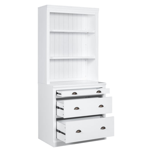 1st Choice Elegant White Bookcase & Writing Desk Set