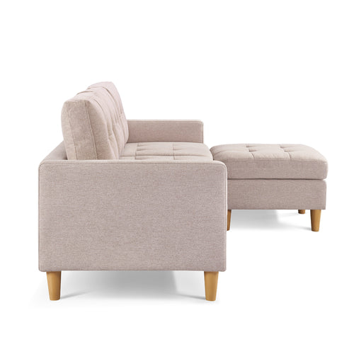1st Choice 87" Wide Modern Convertible Sectional Sofa & Chaise in Beige