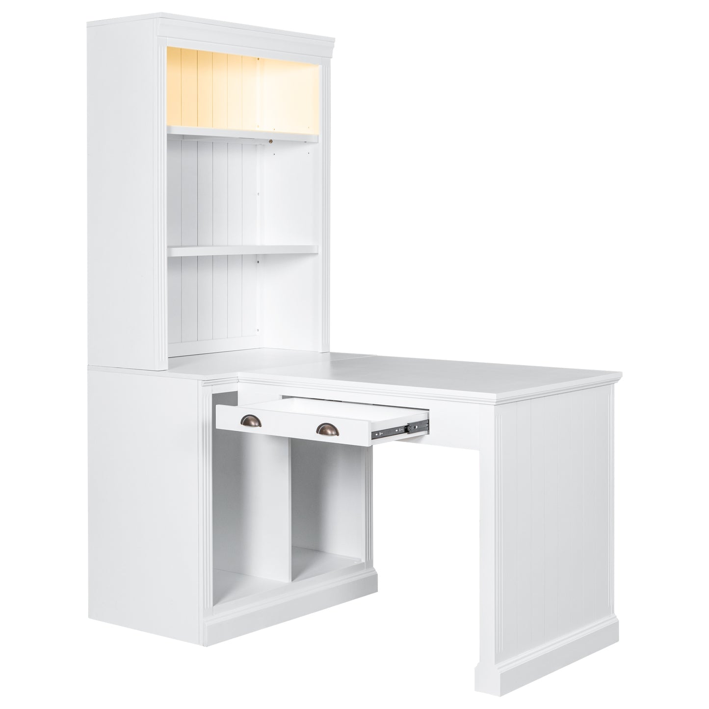 1st Choice Elegant 3-Piece Bookcase and Writing Desk Set in pristine white