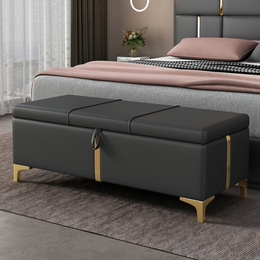 1st Choice Elegant Upholstered Storage Bedroom Ottoman Bench in Black