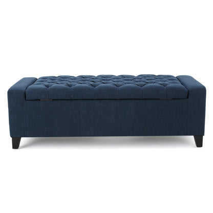 1st Choice Modern Durable Fabric Navy Blue Storage Tufted Top Ottoman