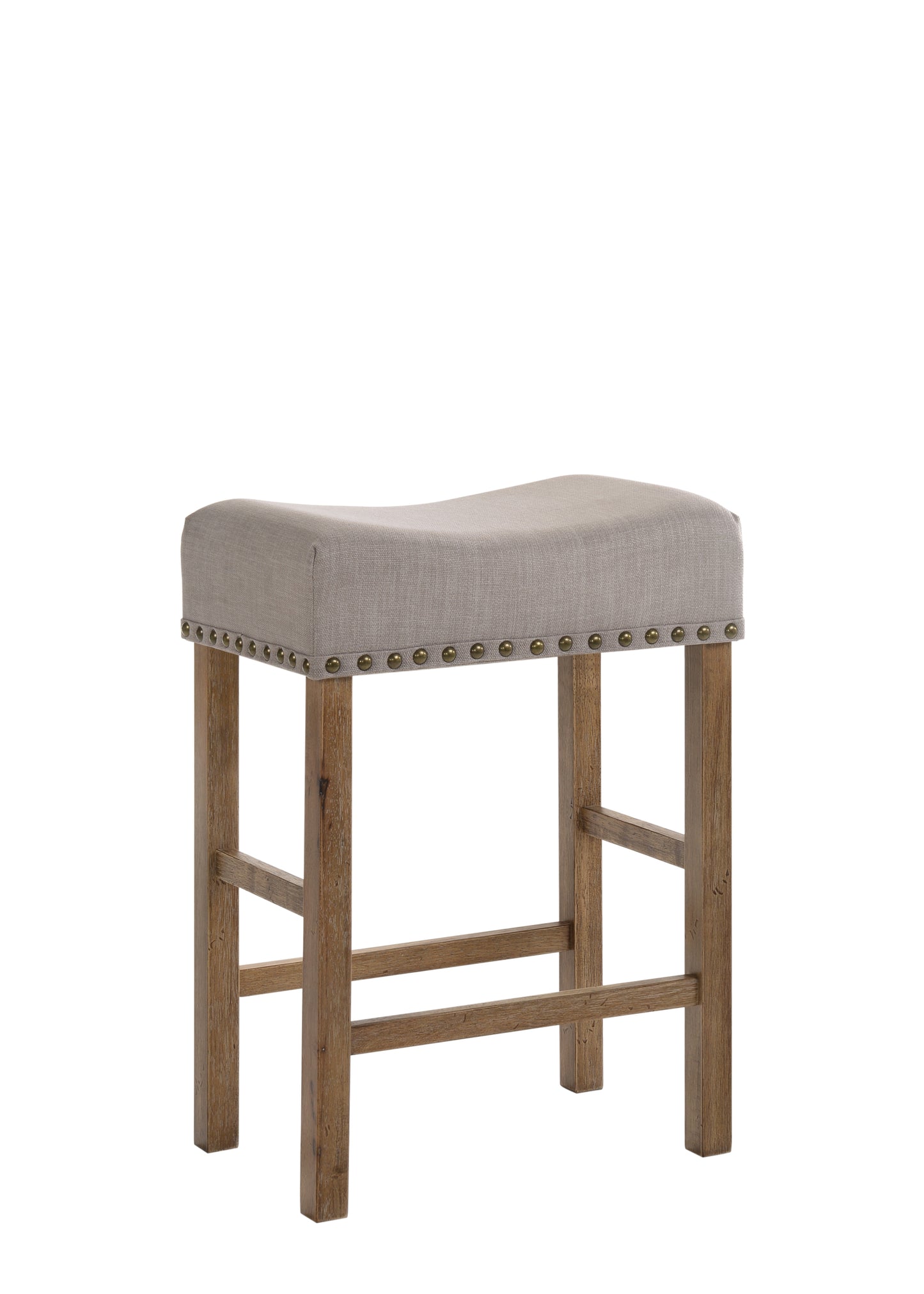 Martha II Tan Linen & Weathered Oak Finish Counter Height Stool (Set of 2)